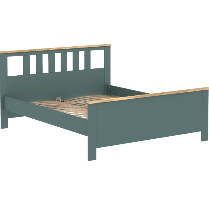 Кровать двойная Novus Сага 2.08.04.070.16 160х200 темно-бирюзовая/ясень