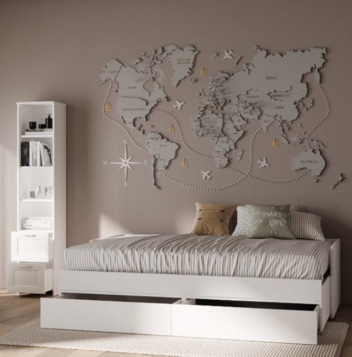 Кровать раздвижная Novus с ящиками Сириус 2.02.08.450.1  90х200 белая