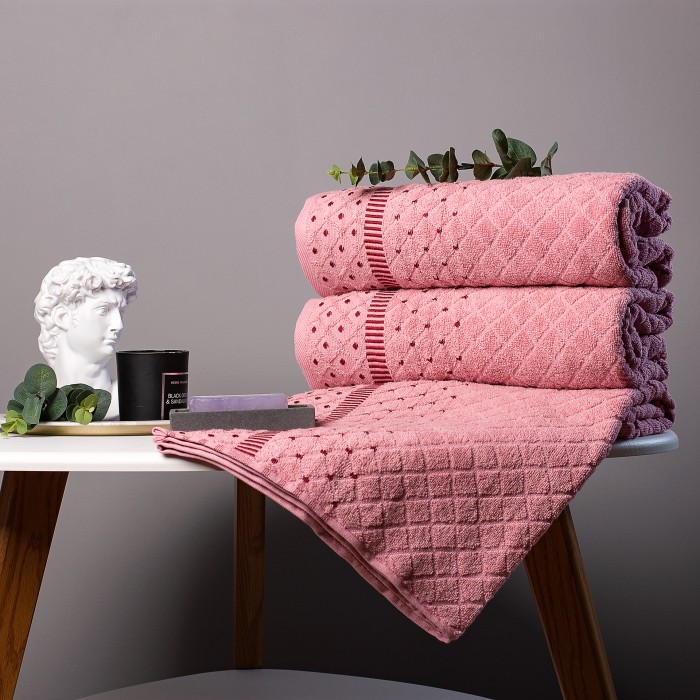 Полотенце махровое ТМ "ЦУМ" DIAMANTE (пудра) 70х140см  