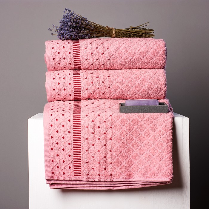 Полотенце махровое ТМ "ЦУМ" DIAMANTE (пудра) 70х140см  