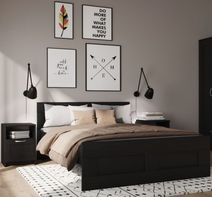 Кровать двойная Novus Сириус 2.02.04.210.5 180х200 дуб венге