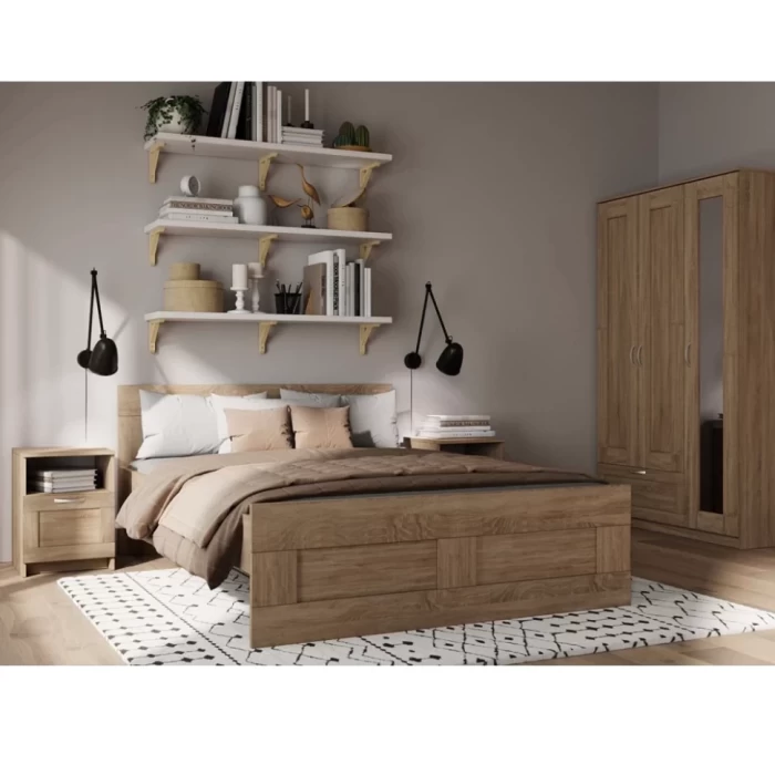 Кровать двойная Novus Сириус 2.02.04.220.3 200х200 сонома